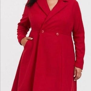 Plus Red Flared Coat